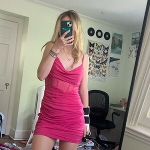 Princess Polly Pink Ruched Cowl Neck Mini Dress